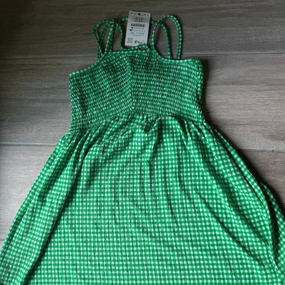 Zara Green Checkered Dress (NWT), Girls Size 13-14